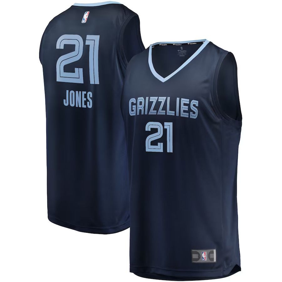 Men Memphis Grizzlies 21 Tyus Jones Fanatics Branded Navy Fast Break Player NBA Jersey